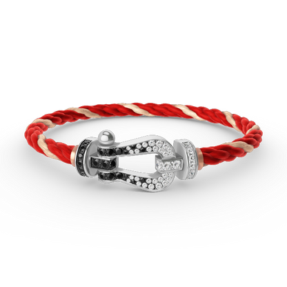[Renovia Jewelry]FORCE LARGE HORSESHOE BLACK WHITE DIAMOND BRACELET SILVER