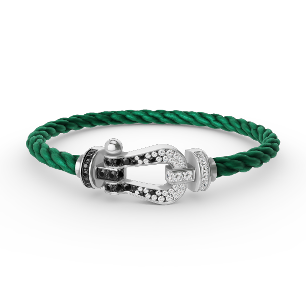 [Renovia Jewelry]FORCE LARGE HORSESHOE BLACK WHITE DIAMOND BRACELET SILVER
