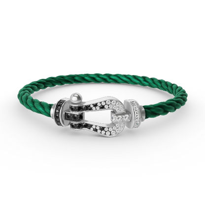 [Renovia Jewelry]FORCE LARGE HORSESHOE BLACK WHITE DIAMOND BRACELET SILVER