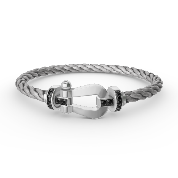 [Renovia Jewelry]FORCE LARGE HORSESHOE BLACK DIAMOND BRACELET SILVER