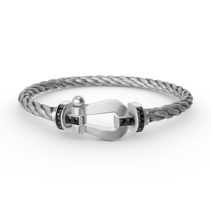 [Renovia Jewelry]FORCE LARGE HORSESHOE BLACK DIAMOND BRACELET SILVER