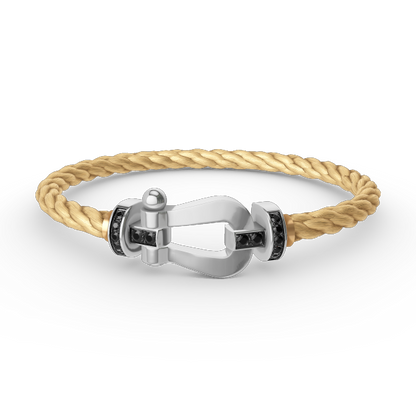 [Renovia Jewelry]FORCE LARGE HORSESHOE BLACK DIAMOND BRACELET SILVER