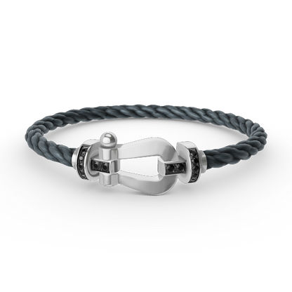 [Renovia Jewelry]FORCE LARGE HORSESHOE BLACK DIAMOND BRACELET SILVER