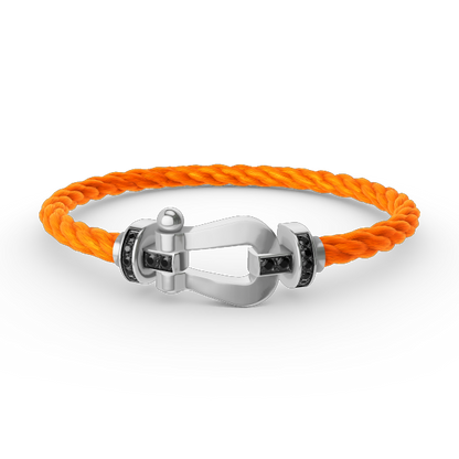 [Renovia Jewelry]FORCE LARGE HORSESHOE BLACK DIAMOND BRACELET SILVER