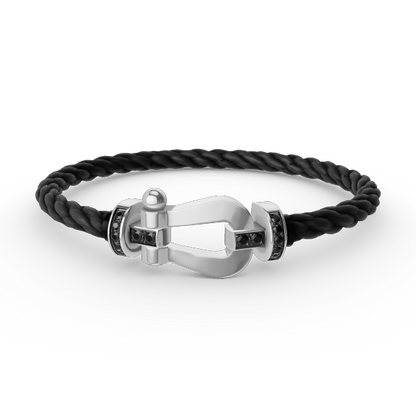 [Renovia Jewelry]FORCE LARGE HORSESHOE BLACK DIAMOND BRACELET SILVER