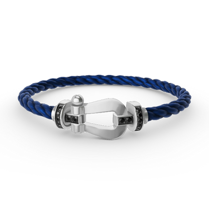 [Renovia Jewelry]FORCE LARGE HORSESHOE BLACK DIAMOND BRACELET SILVER