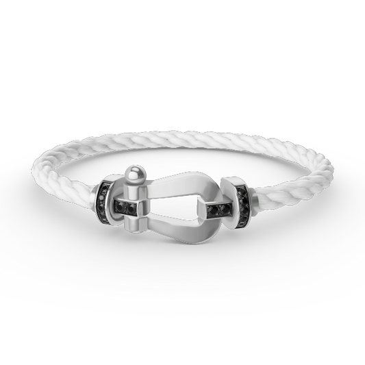 [Renovia Jewelry]FORCE LARGE HORSESHOE BLACK DIAMOND BRACELET SILVER