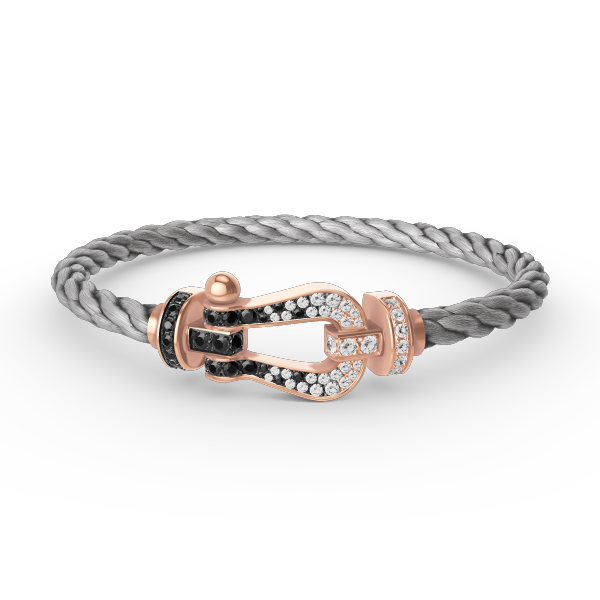 [Renovia Jewelry]FORCE LARGE HORSESHOE BLACK WHITE DIAMOND BRACELET ROSE GOLD
