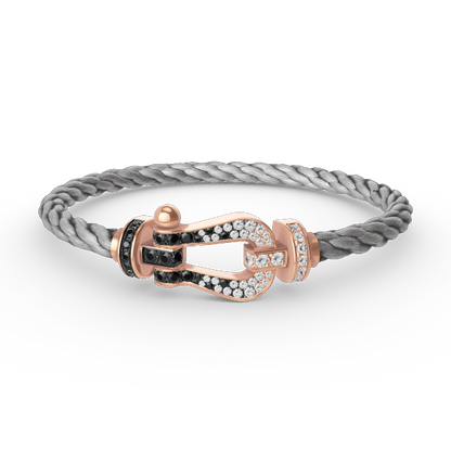 [Renovia Jewelry]FORCE LARGE HORSESHOE BLACK WHITE DIAMOND BRACELET ROSE GOLD