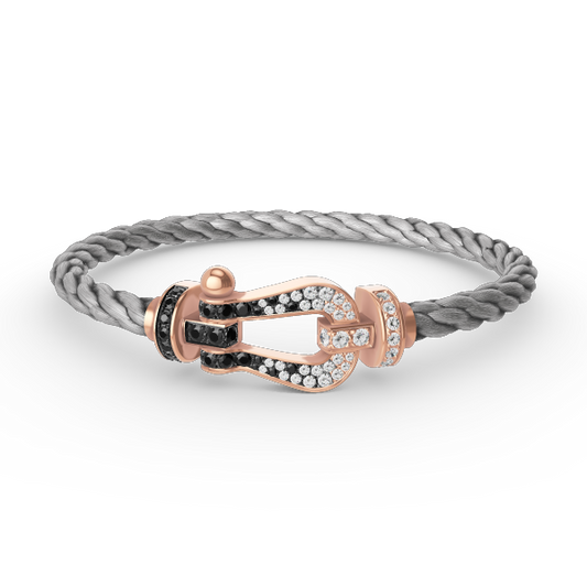 [Renovia Jewelry]FORCE LARGE HORSESHOE BLACK WHITE DIAMOND BRACELET ROSE GOLD