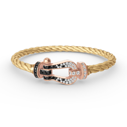 [Renovia Jewelry]FORCE LARGE HORSESHOE BLACK WHITE DIAMOND BRACELET ROSE GOLD