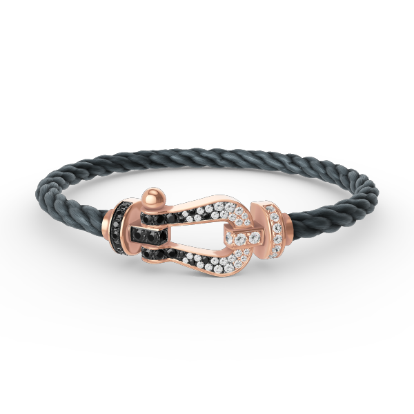 [Renovia Jewelry]FORCE LARGE HORSESHOE BLACK WHITE DIAMOND BRACELET ROSE GOLD