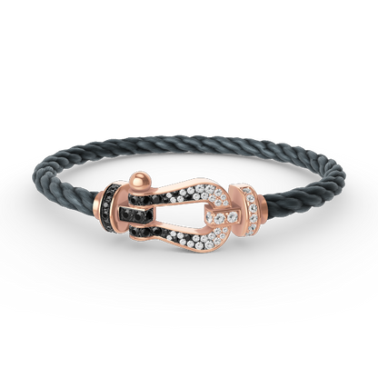 [Renovia Jewelry]FORCE LARGE HORSESHOE BLACK WHITE DIAMOND BRACELET ROSE GOLD