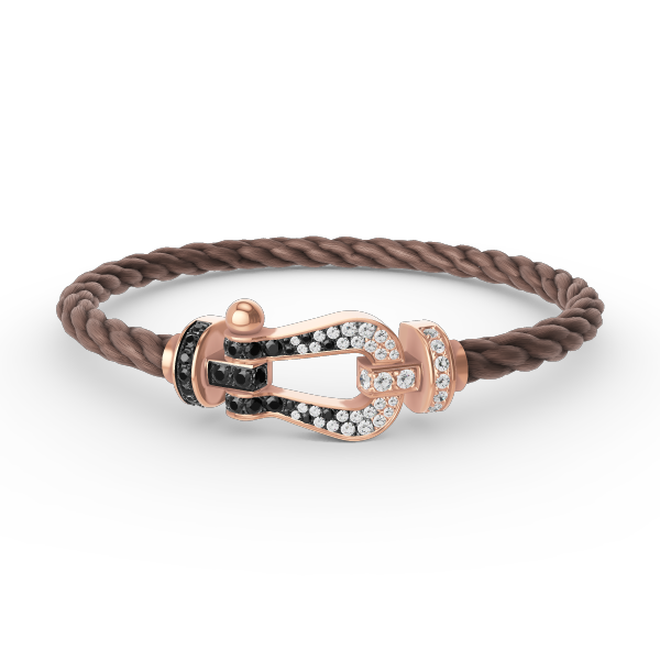 [Renovia Jewelry]FORCE LARGE HORSESHOE BLACK WHITE DIAMOND BRACELET ROSE GOLD