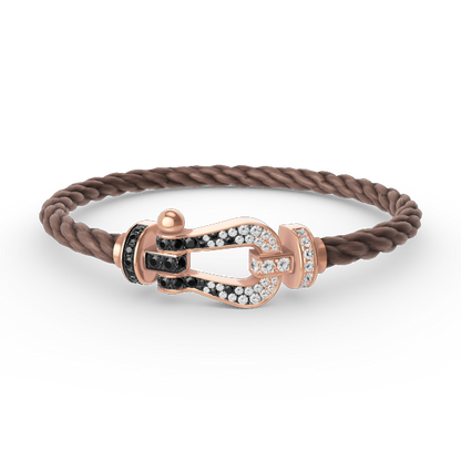 [Renovia Jewelry]FORCE LARGE HORSESHOE BLACK WHITE DIAMOND BRACELET ROSE GOLD