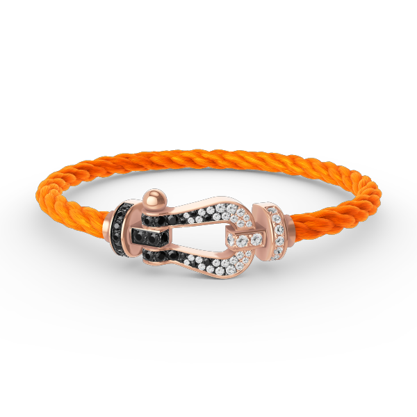 [Renovia Jewelry]FORCE LARGE HORSESHOE BLACK WHITE DIAMOND BRACELET ROSE GOLD