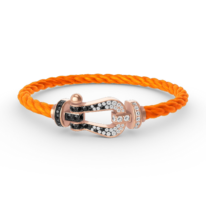 [Renovia Jewelry]FORCE LARGE HORSESHOE BLACK WHITE DIAMOND BRACELET ROSE GOLD