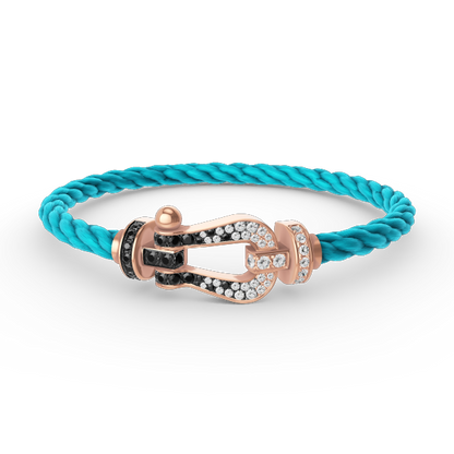 [Renovia Jewelry]FORCE LARGE HORSESHOE BLACK WHITE DIAMOND BRACELET ROSE GOLD
