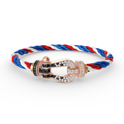 [Renovia Jewelry]FORCE LARGE HORSESHOE BLACK WHITE DIAMOND BRACELET ROSE GOLD