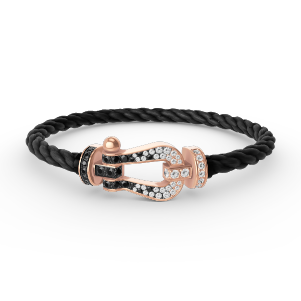 [Renovia Jewelry]FORCE LARGE HORSESHOE BLACK WHITE DIAMOND BRACELET ROSE GOLD