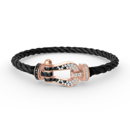 [Renovia Jewelry]FORCE LARGE HORSESHOE BLACK WHITE DIAMOND BRACELET ROSE GOLD