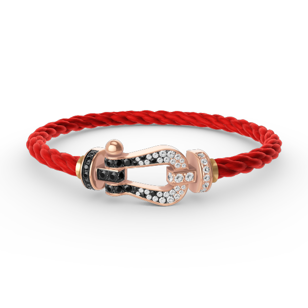 [Renovia Jewelry]FORCE LARGE HORSESHOE BLACK WHITE DIAMOND BRACELET ROSE GOLD
