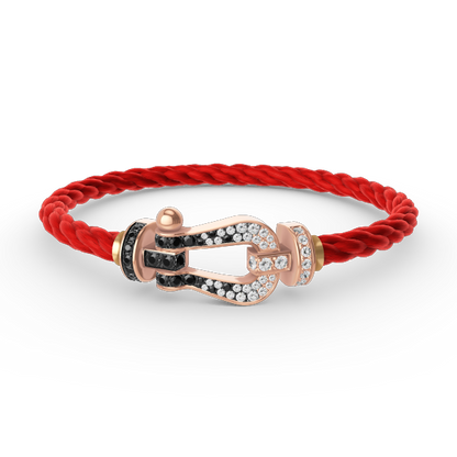 [Renovia Jewelry]FORCE LARGE HORSESHOE BLACK WHITE DIAMOND BRACELET ROSE GOLD