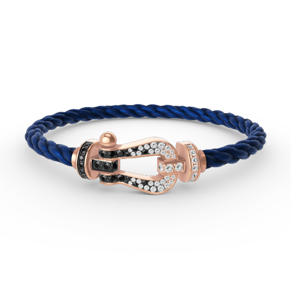 [Renovia Jewelry]FORCE LARGE HORSESHOE BLACK WHITE DIAMOND BRACELET ROSE GOLD