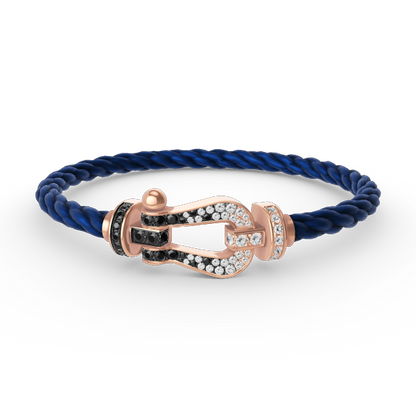 [Renovia Jewelry]FORCE LARGE HORSESHOE BLACK WHITE DIAMOND BRACELET ROSE GOLD