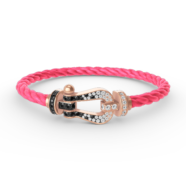 [Renovia Jewelry]FORCE LARGE HORSESHOE BLACK WHITE DIAMOND BRACELET ROSE GOLD