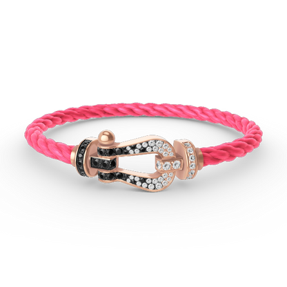 [Renovia Jewelry]FORCE LARGE HORSESHOE BLACK WHITE DIAMOND BRACELET ROSE GOLD