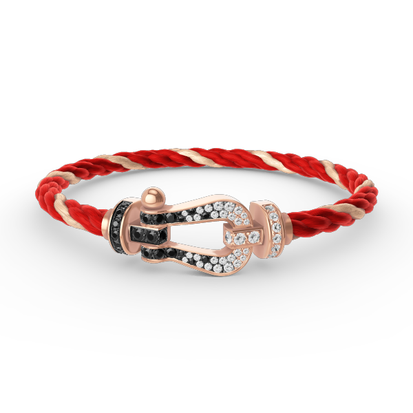 [Renovia Jewelry]FORCE LARGE HORSESHOE BLACK WHITE DIAMOND BRACELET ROSE GOLD