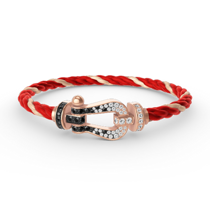 [Renovia Jewelry]FORCE LARGE HORSESHOE BLACK WHITE DIAMOND BRACELET ROSE GOLD