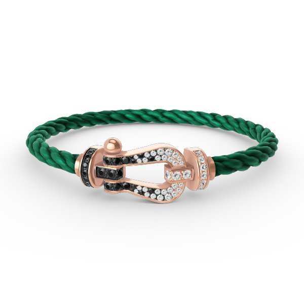 [Renovia Jewelry]FORCE LARGE HORSESHOE BLACK WHITE DIAMOND BRACELET ROSE GOLD