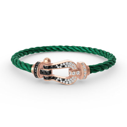 [Renovia Jewelry]FORCE LARGE HORSESHOE BLACK WHITE DIAMOND BRACELET ROSE GOLD
