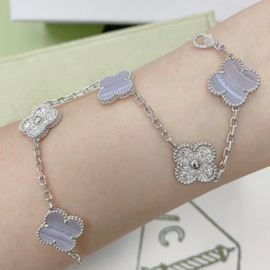 [Renovia Jewelry] CLOVER 5 MOTIF PURPLE CHALCEDONY BRACELET COLLECTION