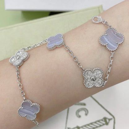 [Renovia Jewelry] CLOVER 5 MOTIF PURPLE CHALCEDONY BRACELET COLLECTION