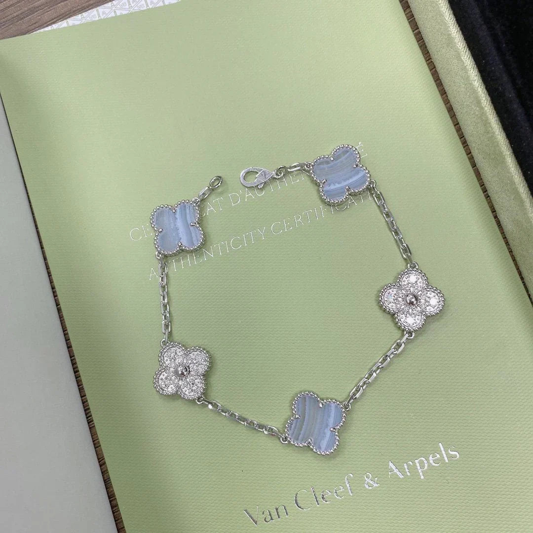[Renovia Jewelry] CLOVER 5 MOTIF PURPLE CHALCEDONY BRACELET COLLECTION