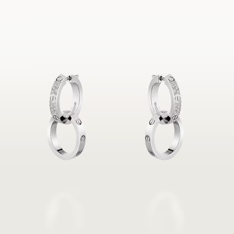 [Renovia Jewelry]LOVE 3.3MM DANGLE HALF DIAMOND EARRINGS