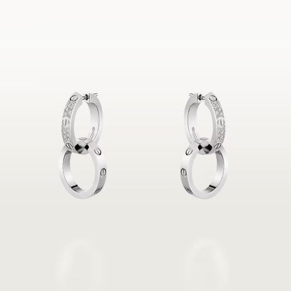 [Renovia Jewelry]LOVE 3.3MM DANGLE HALF DIAMOND EARRINGS
