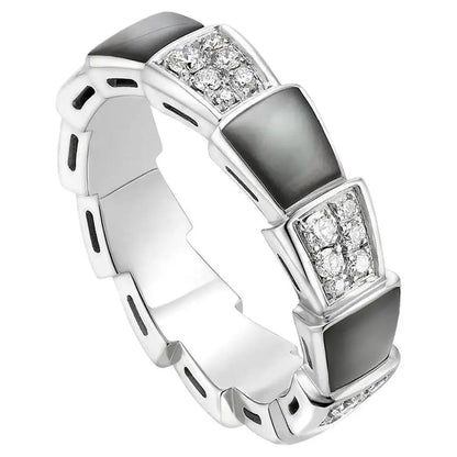[Renovia Jewelry]SERPENTI RING SILVER DIAMOND BLACK MOP 4MM