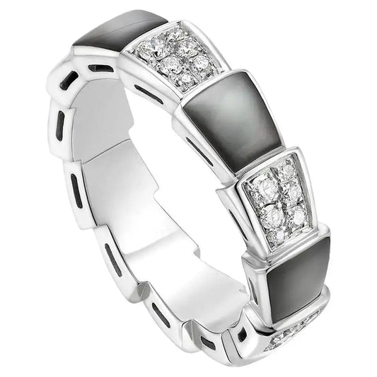 [Renovia Jewelry]SERPENTI RING SILVER DIAMOND BLACK MOP 4MM