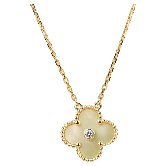 [Renovia Jewelry]CLOVER 15MM DIAMOND GOLD MOTHER OF PEARL NECKLACE