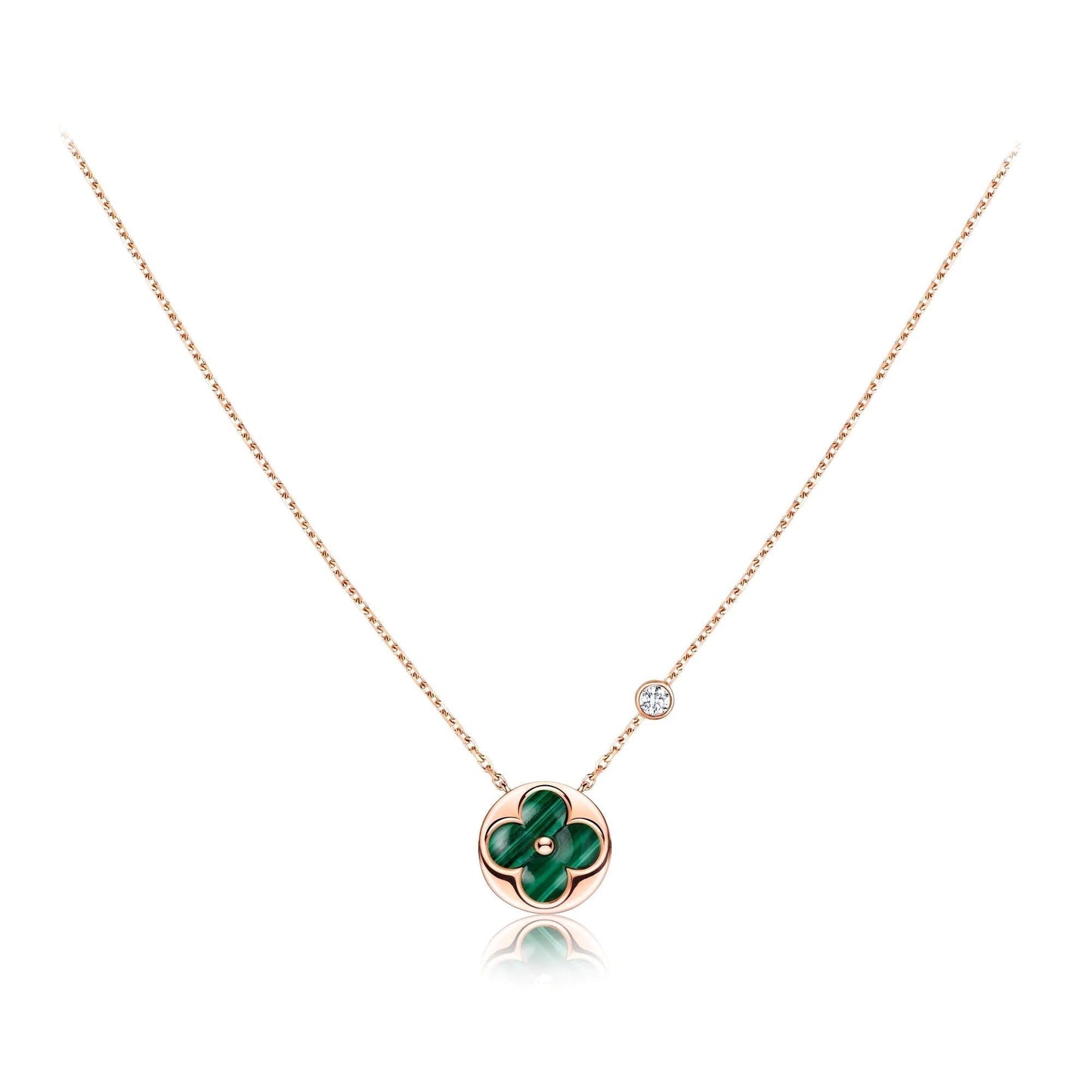 [Renovia Jewelry]SUN PEDANT PINK GOLD 1 DIAMOND NECKLACE