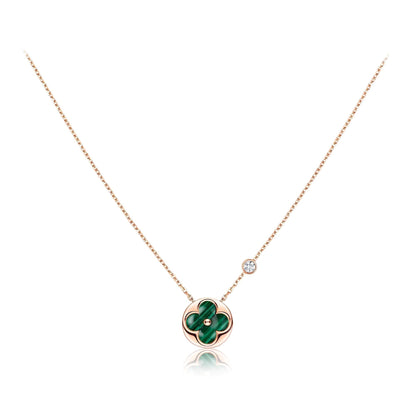 [Renovia Jewelry]SUN PEDANT PINK GOLD 1 DIAMOND NECKLACE