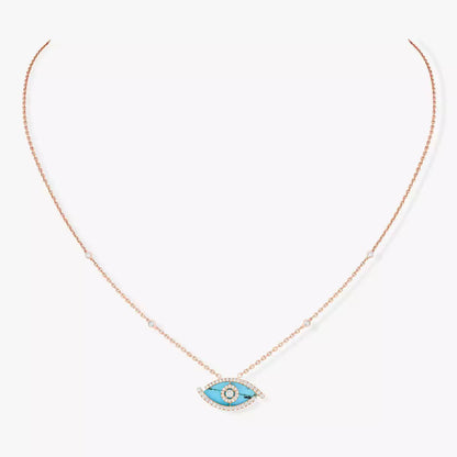 [Renovia Jewelry]Lucky Eye Diamond Necklace in Rose Gold and Turquoise
