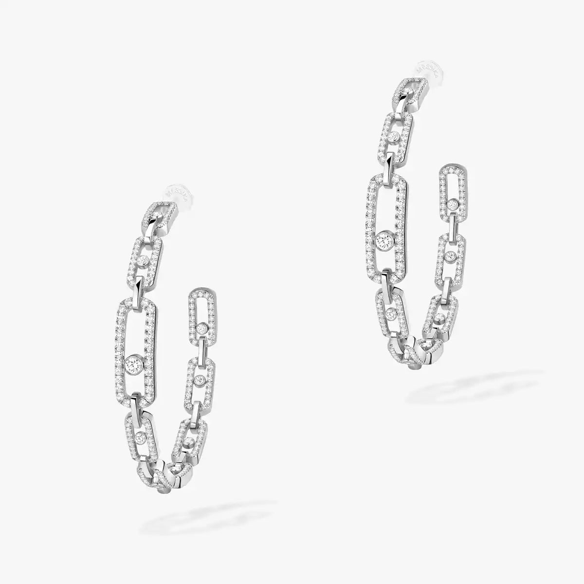 [[Renovia Jewelry]Move Link Diamond Hoop Earrings
