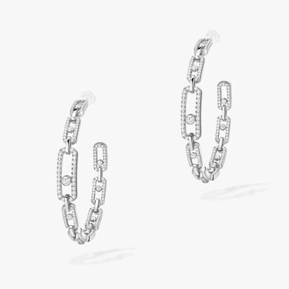 [[Renovia Jewelry]Move Link Diamond Hoop Earrings