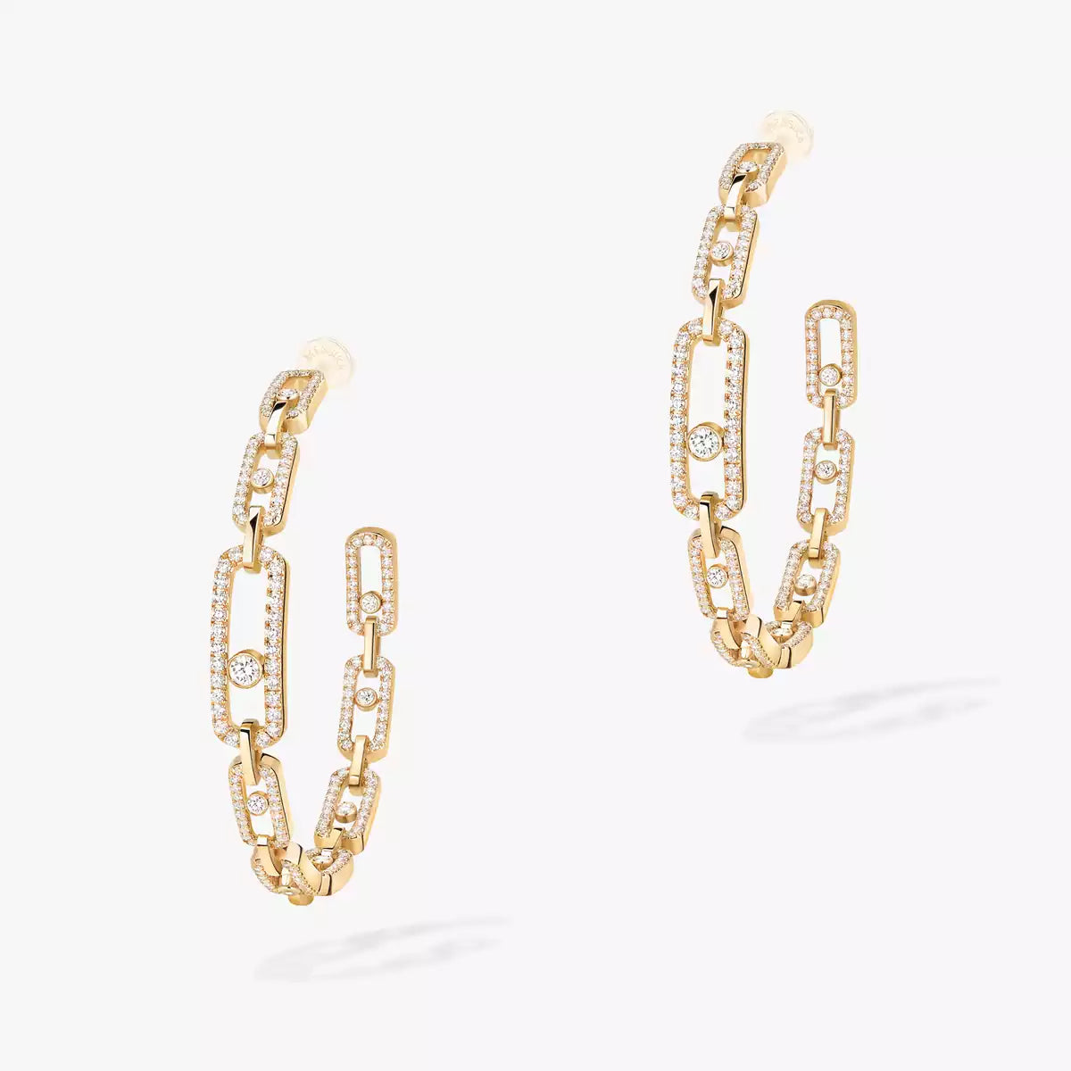 [[Renovia Jewelry]Move Link Diamond Hoop Earrings