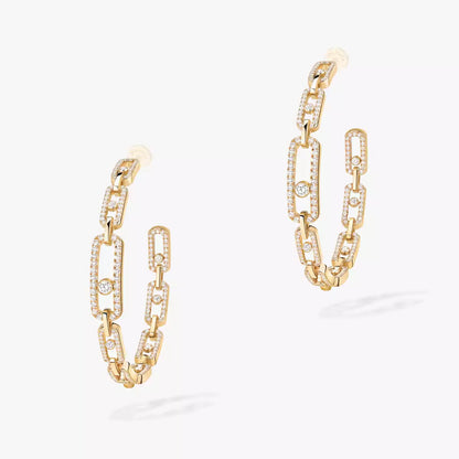 [[Renovia Jewelry]Move Link Diamond Hoop Earrings